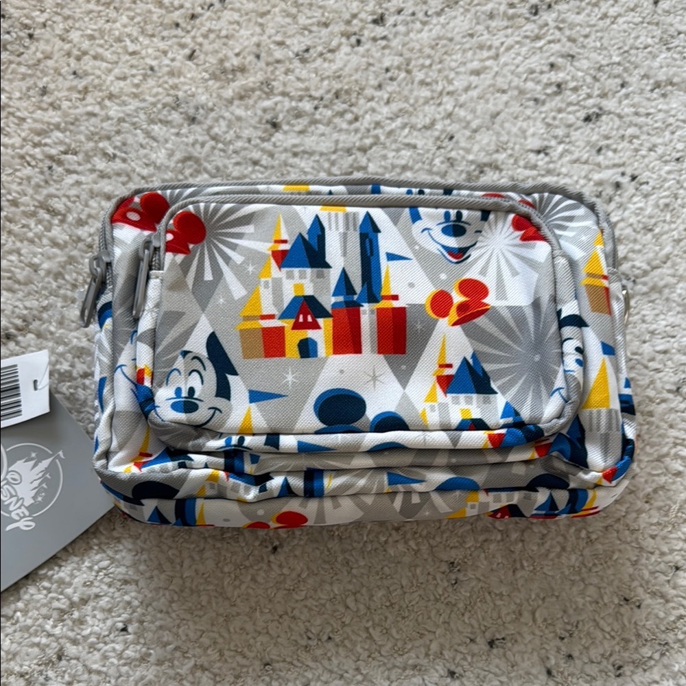 Disney Castle & Mickey Print Travel Pouch - Gray, Blue, Red, Yellow